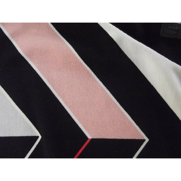 Women's Dress XL Black White Coral Orange Asymmetrical Neck Geo Print Polyester - Picture 3 of 8